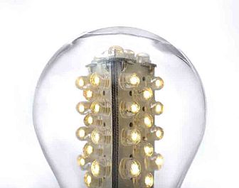 未來光源：燈泡中的發光二極管（LED），它們是通電後能發光的半導體。新型塑料將在未來照明發揮重要作用